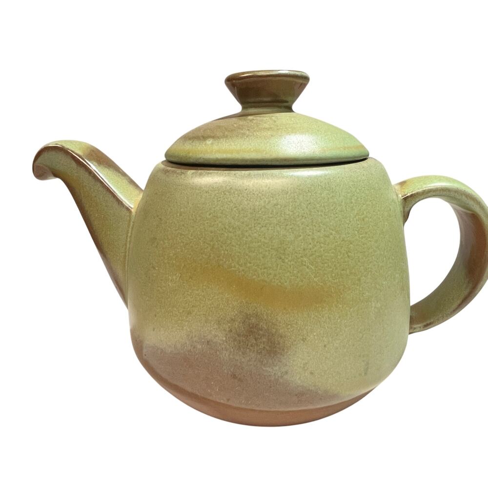 Frankoma Pottery Plainsman Prairie Green Teapot green brown  6" High